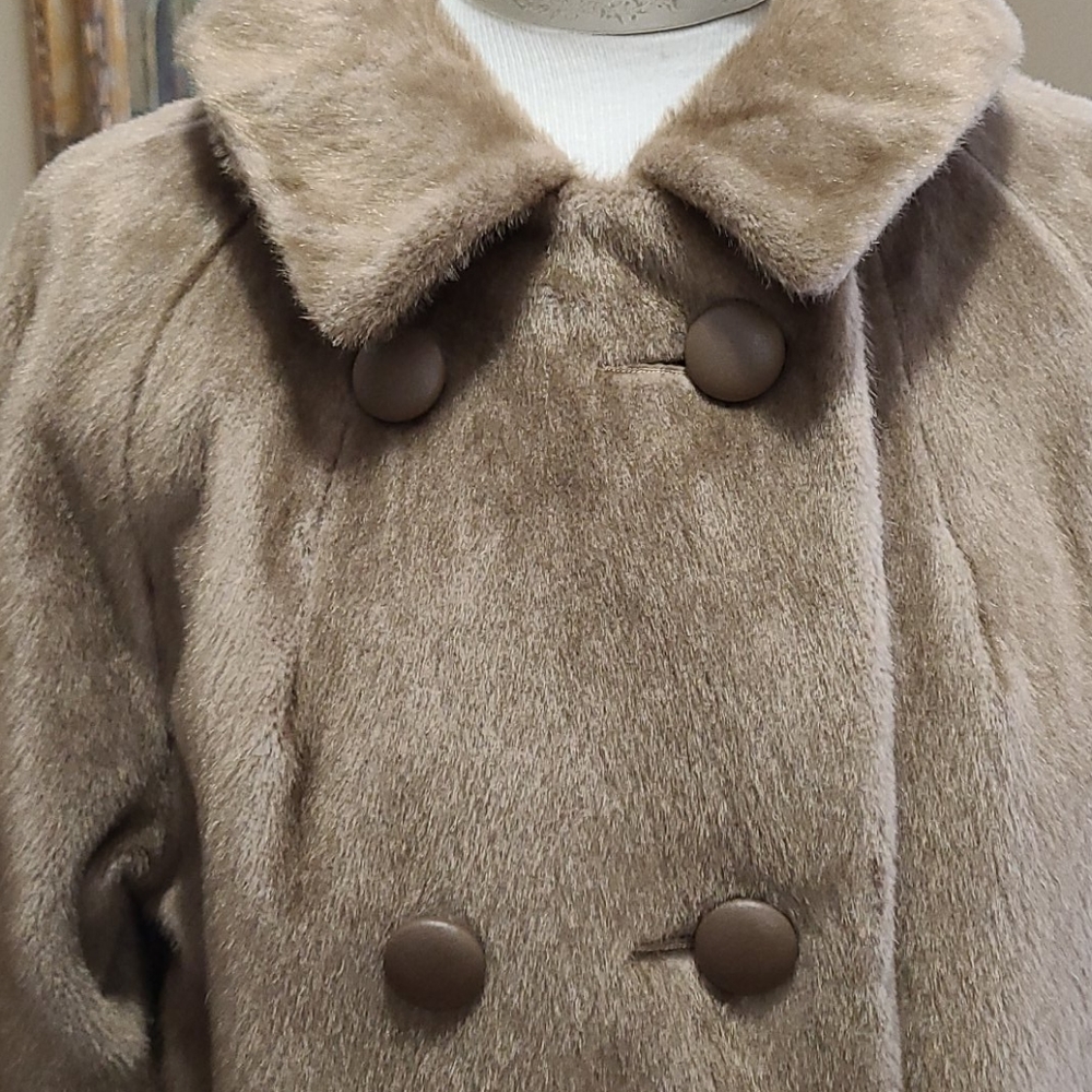 Vintage Fur Coat Brazotta Greenblatt's Fairmoor 1940s Blonde Light Brown Knee Lg - Picture 2 of 11